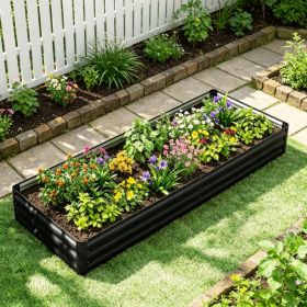95" x 36" x 12" Black Galvanized Raised Garden Bed – Easy Assembly Planter for Growing Flowers, Herbs, Succulents，Black