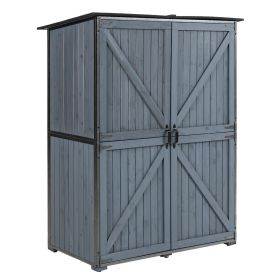 Outdoor Storage Cabinet 55.1"L X 29.1"W X 68.9"H, Garden Shed Tool Shed with Metal Frame Structure for Backyard Garden Patio Lawn (Blue Gray)