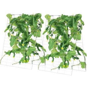 VEVOR Cucumber Trellis for Climbing Plants, 35" x 55" Foldable Cucumber Trellis Set with Plant Clips, Metal Garden Trellis for Raised Bed