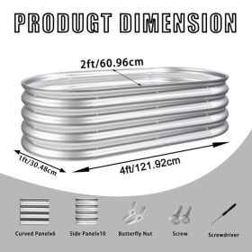 4x2x1ft Raised Garden Bed Kit, Galvanized Planter Raised Garden Beds for Outdoor for Vegetables,Flowers &Herbs, Heavy Duty, Rust-Resistant