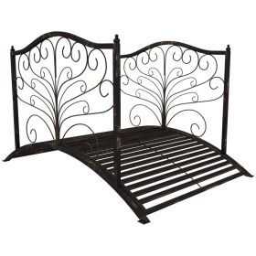 4' Backyard Metal Arch Bridge – Safety Rails, Exquisite Scrollwork, Tool-Free Easy Assembly