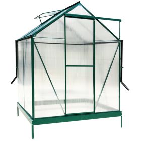 6.3x4.2x7 Polycarbonate Greenhouse, Heavy Duty Outdoor Aluminum Walk-in Green House Kit With Rain Gutter, Vent And Door For Backyard Garden, Colo (Option: Green)