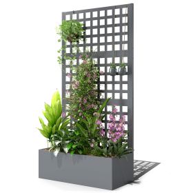 Galvanized Raised Garden Bed Planter Box with Trellis for Climbing Plants, Vegetable, Vines, 35" x 16" x 70", Gray (Option: Gray-1030x585x195 mm)