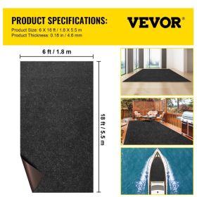 Marine Carpet, 6 X 18 Ft Boat Carpeting, Charcoal Black Marine Grade Boat Carpet, Indoor/Outdoor Marine Carpeting W/ Water-proof TPR Backing, Wat (Option: default)