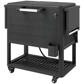 104 Quart Large Capacity Outdoor Cooler Cart, Patio Rolling Ice Chest With Bottle Opener Shelves Wheels, Black (Option: Black)