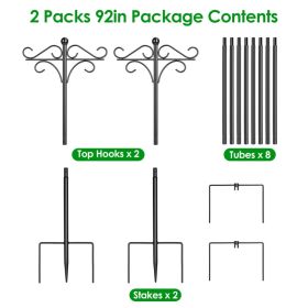 2 Packs Heavy Duty Double Shepherds Hook Bird Feeder Pole Garden Hanging Holder For Bird Feeder Garden Plant Lantern For Outdoor Garden Patio (Option: 91in)