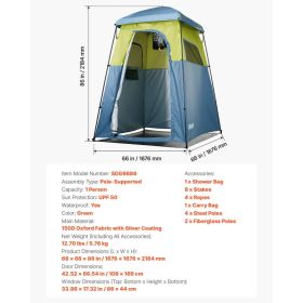 Camping Shower Tent, 1 Room, Portable Privacy Tent Changing Room With Shower Bag, Ground Stakes, Ropes, Carry Bag, And Support Poles, 150D Oxford (Option: default)