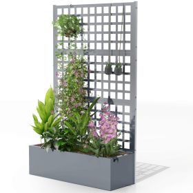 Galvanized Raised Garden Bed Planter Box with Trellis for Climbing Plants, Vegetable, Vines, 43" x 16" x 70", Gray (Option: Gray-1230x595x175 mm)