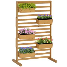 Wooden Plant Trellis Stand with 5 Hanging Planter Boxes, Freestanding Outdoor Plant Stand for Patio, Garden, Balcony, Porch (Option: Natural Wood-1010x200x620 mm)
