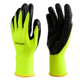 Green NCG Crinkle Latex Coated Seamless Knit Gloves, Textured Anti-Slip Palm & Fingers, Ideal For General Work, Gardening, Construction, Mechanic (Option: default)