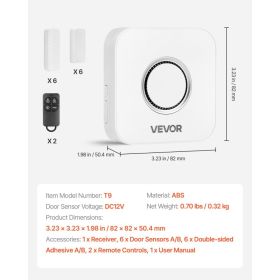 Door Chime, DC 12V, Wireless Door Open Contact Sensor Alarm Chime With 656 Ft Range, Remote Control With App, Doors Ringer Alert For Business, St (Option: default)