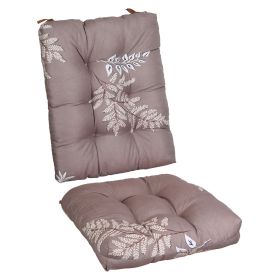 Multiple Color Options - Rocking Chair Cushion Set Upper And Lower Back And Seat Sets With Non-Slip Ties Polyester Fiber Filling Comfortable For (Option: CoffeeGreyLeaf)