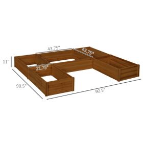 Raised Garden Bed, Set Of 5 Large Wooden Box Planters For Outdoor Plants Vegetables Flowers Herbs, 7.5x7.5x1ft, Brown (Option: Brown)