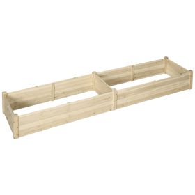 96" x 24" x 10" Wooden Raised Garden Bed with 2 Planter Boxes and Non-woven Fabric Liner for Patio, Natural (Option: Natural wood finish-1200x270x150 mm)