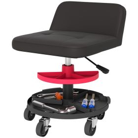 Rolling Creeper Garage Stool, 300 LBS Capacity Mechanic Stool with 360° Wheels, Tool Tray, Adjustable Height, Black (Option: Black-440x440x210 mm)