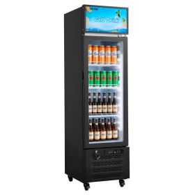 Commercial Merchandiser Refrigerator, 6.1 Cu.Ft / 173 L Glass Door Display Refrigerator, Upright Beverage Cooler With Customizable Lightbox, 3 Ad (Option: default)