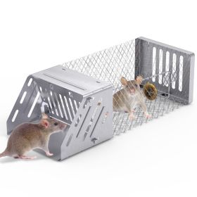1Pc Automatic Continuous Rat Trap Single Door Mouse Cage Humane Live Animal Trap Cage Indoor Outdoor For Small Rodents Mice Voles (Option: Silver)