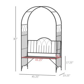 Metal Trellis Arbor Arch For Climbing Plants With Garden Bench, Grow Grapes & Vines, Patio Decor & 2-Person Outdoor Interlacing Decorative Seatin (Option: Black)