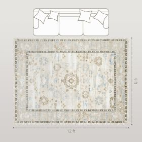 9x12 Area Rug, Indoor Boho Machine Washable Carpet For Living Room, Bedroom, Dining Room, Kitchen, Blue (Option: Blue)