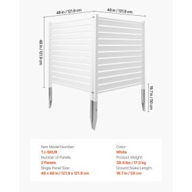 2 Panels Outdoor Privacy Screen, 48 X 48 In Air Conditioner Fence With 19.7 In Ground Stakes, Pool Equipment Enclosure, Louvered Vinyl Privacy Fe (Option: Black)