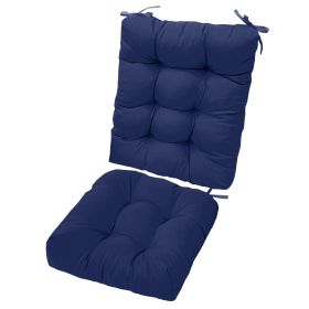 Multiple Color Options - Rocking Chair Cushion Set Upper And Lower Back And Seat Sets With Non-Slip Ties Polyester Fiber Filling Comfortable For (Option: Navy Blue)