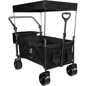 Collapsible Wagon Heavy Duty Wagons Carts Foldable with Removable Canopy, Foldable Wagon Cart with Wheels for All-Terrain with Brake, for Camping (Option: Default title)