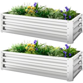 Galvanized Raised Garden Bed, 4' x 2' x 1' Metal Planter Box, for Growing Vegetables, Flowers, Herbs, Succulents, Silver (Option: Silver-720x350x60 mm)