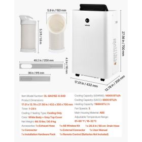 Portable Air Conditioner And Heater Combo, 14000 BTU (9800 BTU SACC) 5-in-1 Standing Cooling Ac Unit, LED Touch Panel & Remote Control, 24h Timer (Option: Black)