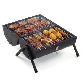 Portable Charcoal Grill Outdoor Stove, Two Side Carbon Griller For BBQ, Tabletop Barbecue Grill For Outdoor Camping  Party, Black (Option: default)