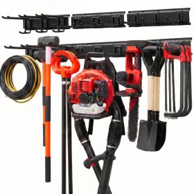 Garage Tool Organizer 49.5 Inch 600 Lbs Wall Mount Garden Tool Rack, Heavy Duty Garage Hanging Storage Rack Organization With 3 Rails And 9 Adjus (Option: default)