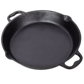 12inch Pre-Seasoned Cast Iron Skillet, Cast Iron Pan,Dual Assist Handles,Use For Grill, Stovetop, Induction, Oven Safe Cookwa (Option: Black)