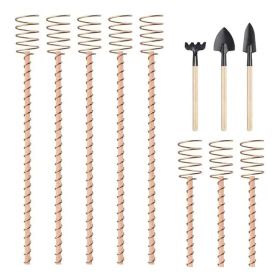 8 Pack Electroculture Copper Gardening Antenna With 3 Small Garden Tool Electroculture Plant Stake Garden Tools Copper Garden Stakes For Gro (Option: 8pcs)