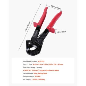 Ratcheting Cable Cutter, Spring Steel Blades With PVC-Coated Handles, Quick-Release Button, Heavy Duty Ratchet Cable Wire Cutter For Cutting Copp (Option: Black)