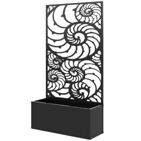 Metal Garden Bed with Trellis for Climbing Plants, Freestanding or Wall Mounted Flower Bed for Garden, Patio, Balcony (Option: Black-960x680x65 mm)