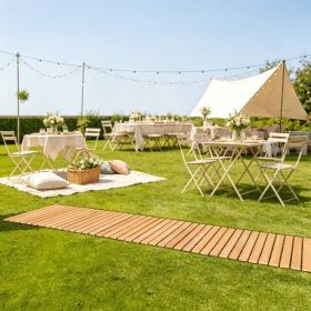 8 ft L x 17 in  Wooden Garden Pathway, Decorative Wooden Walkway for Backyard & Wedding Party (Option: 77693780)