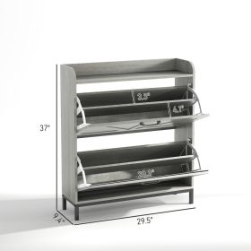 Shoe Cabinet Organizer With 2 Flip Drawers, Legs, Narrow Shoe Storage Cabinet For Entryway, Hallway, Light Gray (Option: Gray)