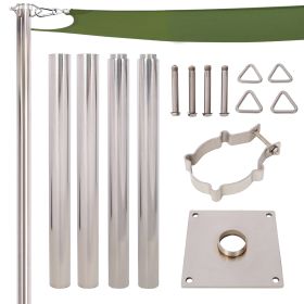 12FT Heavy Duty Stainless Steel Canopy Pole With Base Plate,Suitable For Garden,Yard,Patio,Playground (Option: Silver)