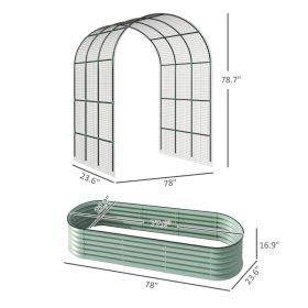 Raised Garden Beds Set With Arch Trellis, Climbing Net, Galvanized Planter Box For Climbing Vegetables Flowers Herbs (Option: Green)