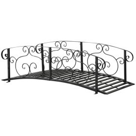 6' Metal Arch Backyard Garden Bridge, Safety Siderails, Arc Footbridge For Backyard Creek, Stream, Pond, Black (Option: Black-1040x860x180 mm)