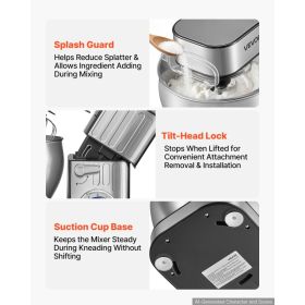 7.4 Qt Tilt Head Stand Mixer 500W Electric Dough Mixer, 6 Speeds With Pulse Food Kitchen Mixer With Stainless Steel Bowl, Splash Guard, Dough Hoo (Option: default)