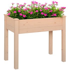 Raised Garden Bed with Legs, 34" x 18" x 30", Elevated Wooden Planter Box, Self-Draining with Bed Liner for Vegetables, Herbs, and Flowers Backy (Option: Natural Wood-830x80x440 mm)