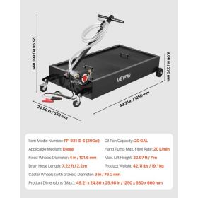 Low Profile Oil Drain Pan, 20 Gallon Capacity, Rolling Oil Drain Pan With Electric Pump & 7.2 Ft Hose, Leak-proof & Corrosion-resistant, Fit For (Option: Black)