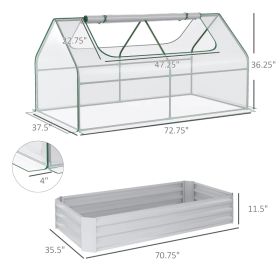 6 X 3 X 1ft Raised Garden Bed With Mini Greenhouse, Galvanized Raised Garden Bed With Cover For Herbs And Vegetables, Small Greenhouse For Patio (Option: Clear Light Gray)