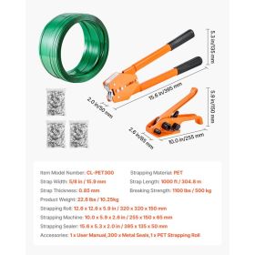 Banding Strapping Kit, Heavy Duty Banding Sealer Tool With 1000 Ft Length PET Band, 300 Metal Seals, Plastic Manual Pallet Packaging Strapping Ki (Option: Black)