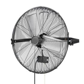 Wall Mount Fan, 24 In Wall Mounted Hanging Fan, 3-Speed, Long Airflow Distance, Adjustable Rotation Angle, Mechanical Control, Powerful For Indus (Option: default)