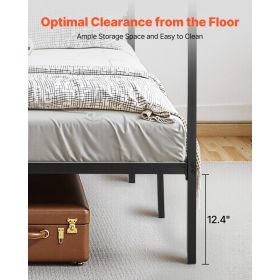 King Size Canopy Bed Frame, Metal Canopy Bed With Charging Station And Four Posters Design, Heavy Duty Steel Slats Support, Underbed Storage Spac (Option: default)