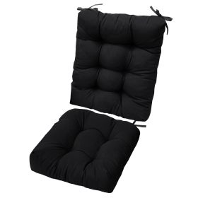 Multiple Color Options - Rocking Chair Cushion Set Upper And Lower Back And Seat Sets With Non-Slip Ties Polyester Fiber Filling Comfortable For (Option: Black)