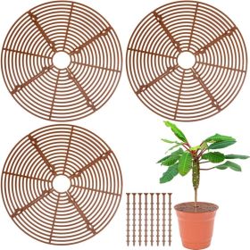 Plant Pot Grid Covers 3 PCS, 11.8 Inch Protective Mesh Covers For Plants, Preventing Animals And Pets From Reaching Soil, Coffee (Option: MULTI)