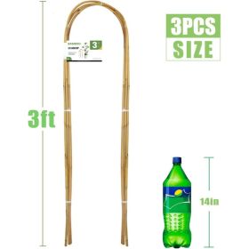 3FT 3pcs Natural U-Hoops Bamboo Trellis U-Shaped Garden Trellis For Climbing Plants, Vines, Ivy, Flowers, And Potted Plants Self-pickup Only (Option: default)