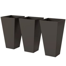 28ft Tall Plastic Planters, Set Of 3, Flower Pot, Anti-crack, Fade-resistant, Square Shape With A Matte Surface (Option: Brown)
